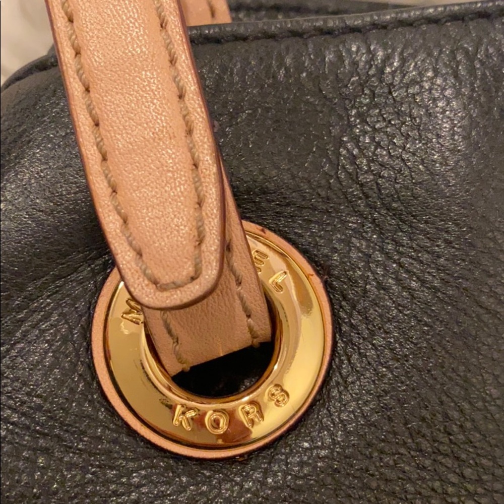 Michael Kors Black Purse with tan and gold accents - Picture 8 of 8
